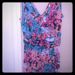 Multi Color Floral Maxi Dress Multi Occasion Vneck